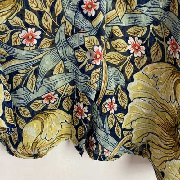 Rare H&M x William Morris & Co 6 Floral Pimpernel Print Top Blouse Tie-front - Picture 10 of 15